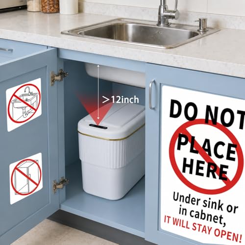 Image of Sensor Bathroom Trash Can with Lid, 2.5 Gallon Motion Sensor Garbage Can,Automatic Touchless Trash Cans, Small hanging garbage bin,Mountable /Desk for Kitchen Compost Bin,Office,White Gold Decor