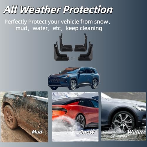 Image of No Drill Mud Flaps Compatible with 2026-2027 Toyota RAV4 (6th Gen) 5-Seat SUV, Front & Rear Tire Protector Mudflaps Exterior Accessories Set of 4(Not for Woodland)