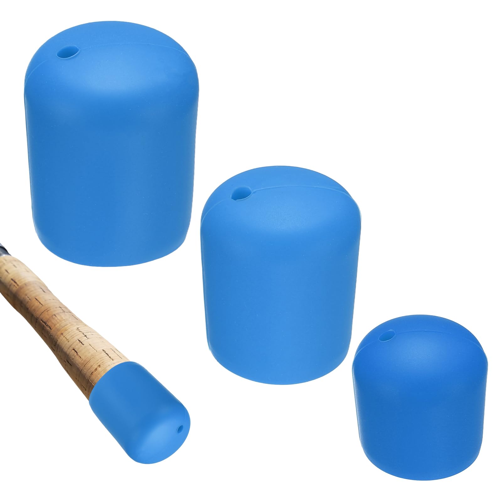 YELARXI Fishing Rod Butt Cushion,3 Pack & 3 Size & Silicone & Blue