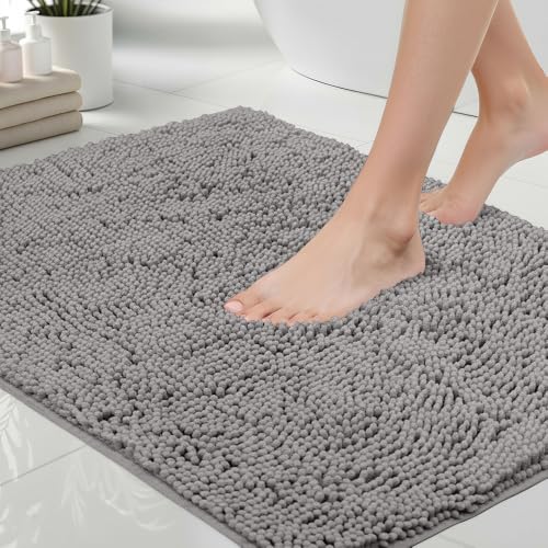 GORILLA GRIP Bath Rug Mat, Thick Soft Absorbent Chenille, Quick Dry Microfiber Mats, Rubber Backing,...