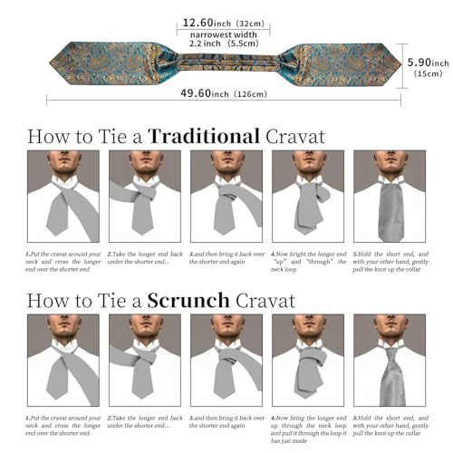 Image of DiBanGu 3PCS Ascot Ties for Men Wedding Jacquard Woven Silk Ascot Cravat for Men Cravat Tie and Pocket Square Set