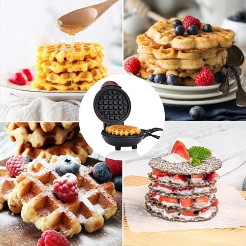 Image of Mini Waffle Maker Machine 3 in 1 Waffle Iron Home Appliances Kitchen Easy to Clean, 4 Inch, Perfect for Breakfast, Dessert, Sandwich, Pan Cakes, Other Snacks, Assorted - 350 Watts