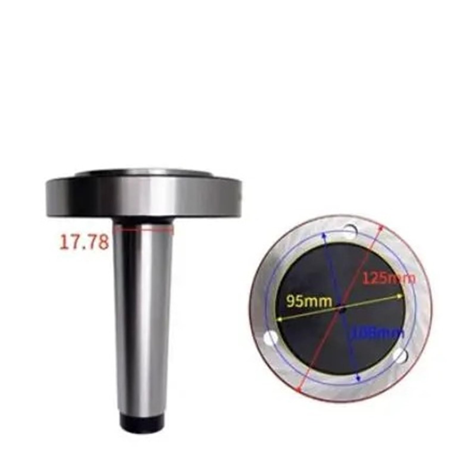 Adapter uchwytu tokarskiego 125 mm — chwyt kołnierzowy stożkowy MT2/MT3 do uchwytów 3-szczękowych i 4-szczękowych(Adapter Mt2-125)