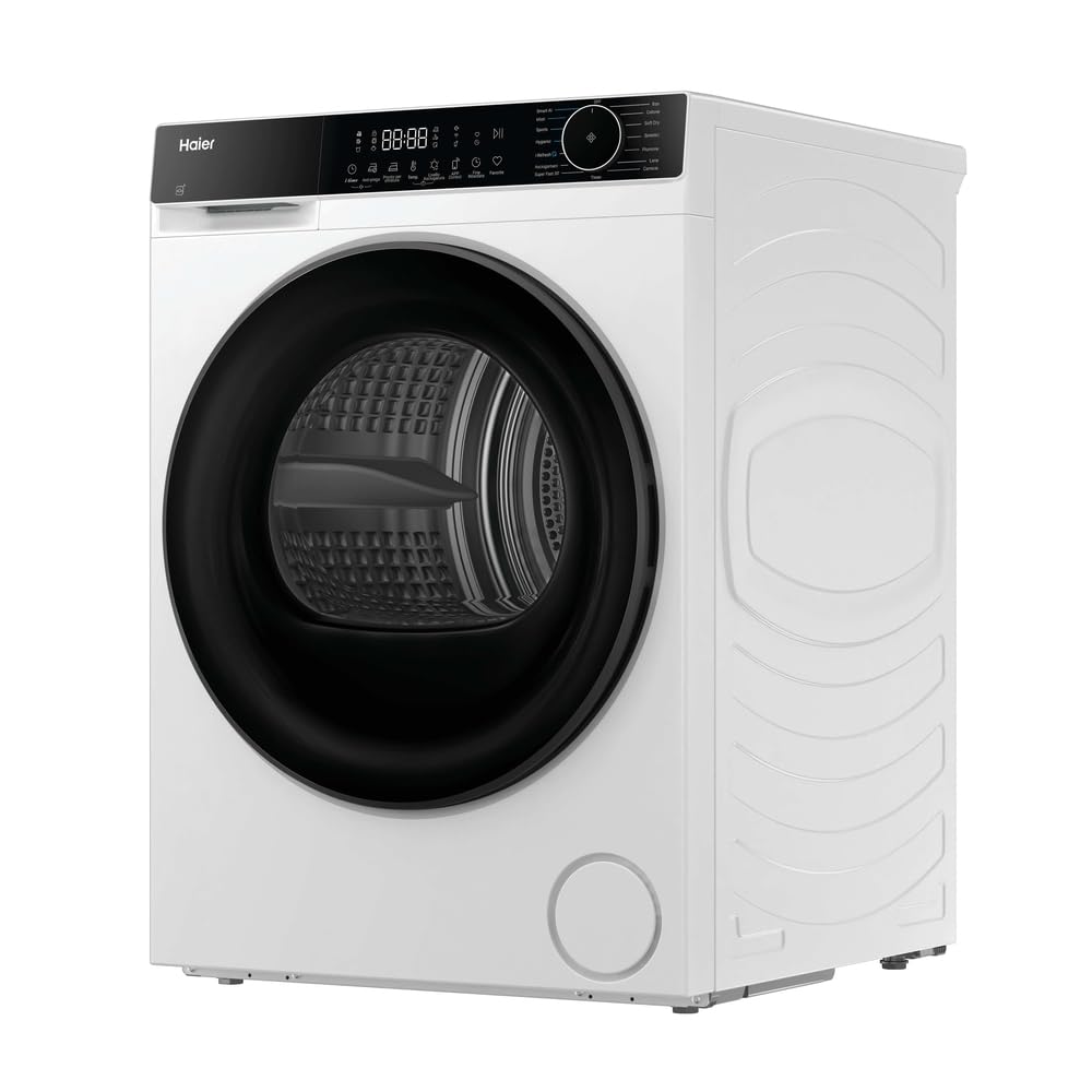 Haier X Serie 5 Asciugatrice 8 Kg a Pompa di Calore, Libera Installazione, Classe D, I-Refresh, Hygienic Care, Smart AI Drying, Filtro 3in1, Wi-Fi e App hOn, 84.5x59.5x59.3 cm, Bianca – HD80-D357U1-IT