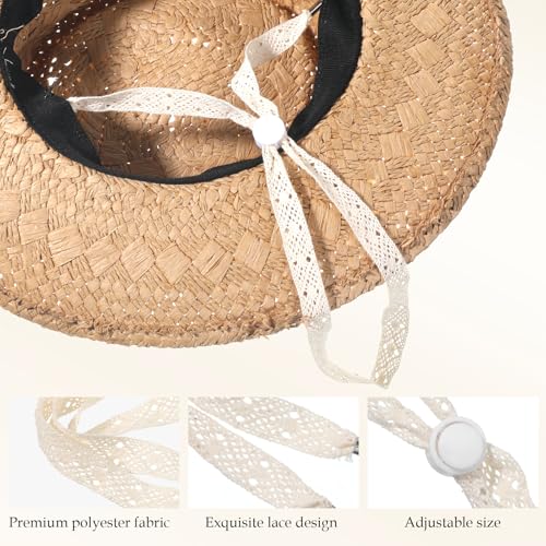 3 piezas de correas para sombrero beige ajustables miniatura 4
