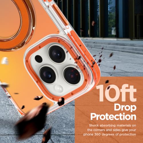 Image of Magnetic for iPhone 16 Pro Max 6.9 inch Case with Stand [Compatible with Magsafe] [Fashion Fluorescent Design] [1 Screen Protector] Translucent Matte Case for iPhone 16 Pro Max 6.9 inch 2024, Orange