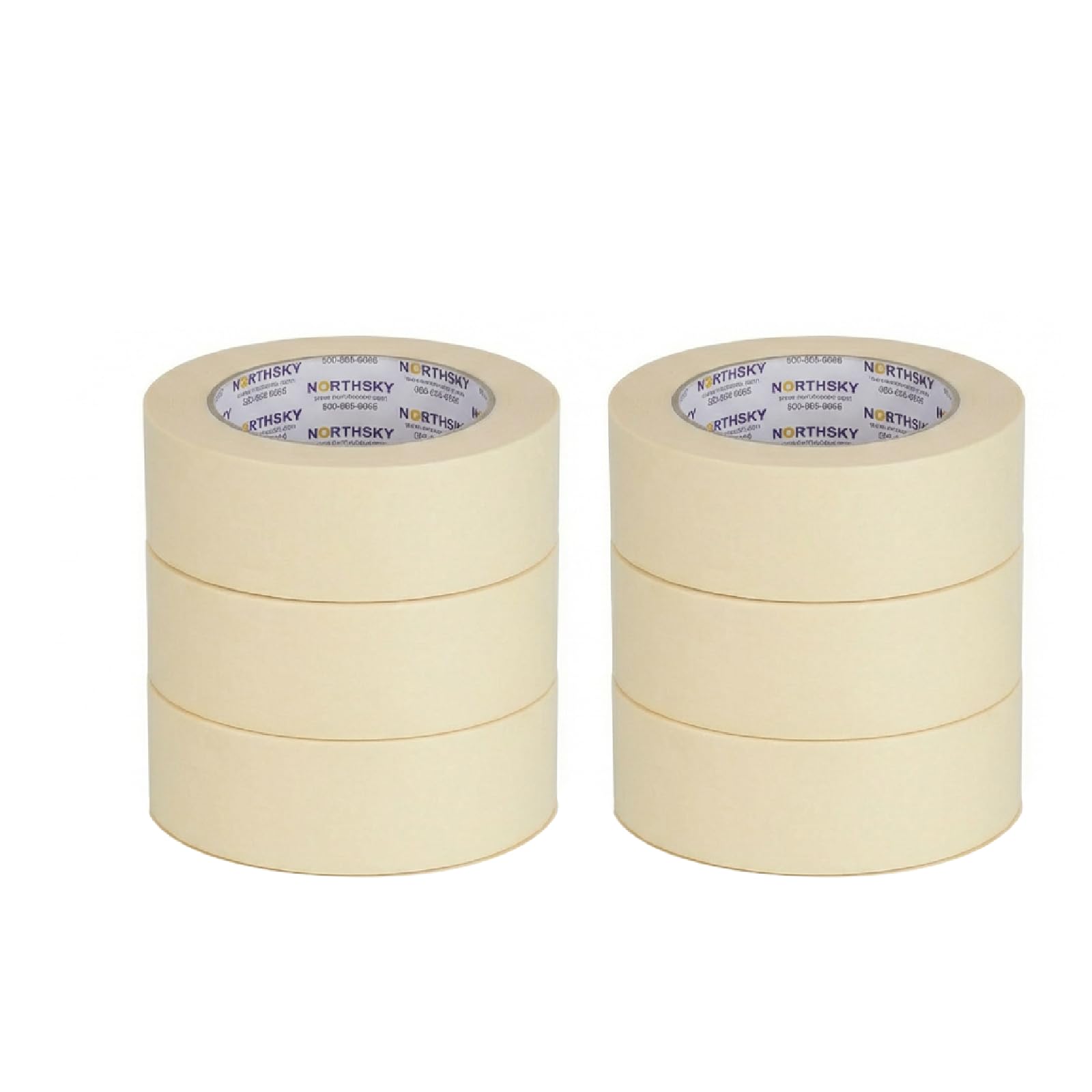 NORTHSKY Cinta de enmascarar, paquete de 6 rollos, 2 pulgadas x 60 yardas para uso general (360 yardas en total)
