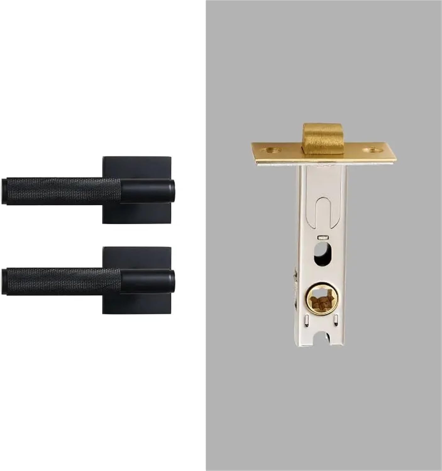 Dooroom Brass Door Knurled Handle Interiror Bedroom Bathroom Lever Lock 1Pcs(Passage-Square-SB)