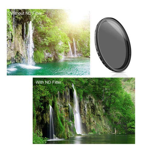 Filtro variável Fader ND2-400 da K&F Concept 49 mm para Canon EF 50 mm f/1.8 STM e lente de 15-45 mm