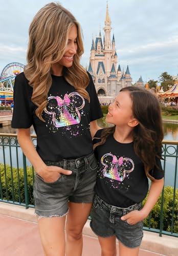 Image of Magical Shirts Women Girls Family Vacation Matching Shirt Magic Kingdom T-Shirt Mommy and Me Trip Short Sleeve Tops