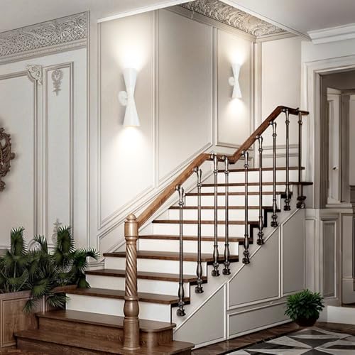 Image of Modern Indoor Wall Sconce Up and Down White Wall Sconce Mid Century Indoor Wall Light Fixture Hardwired Wall Mounted Lamp for Living Room Bathroom Bedroom Hallway 13 Inch