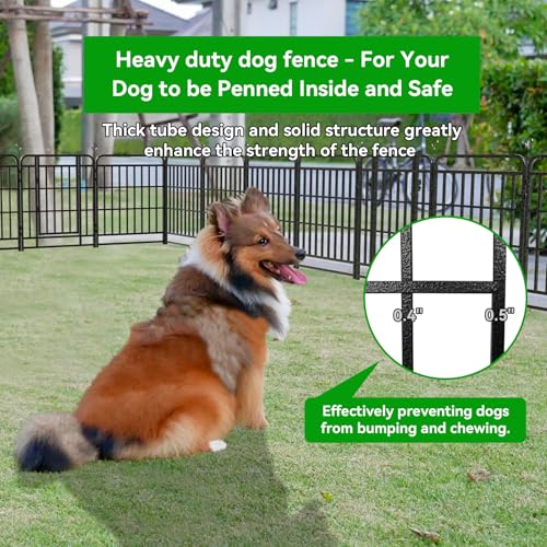 Image of Kfvigoho Heavy Duty Dog Fence Outdoor 8 Steel Panels 32 inch Height | Square Steel Pipe with Reinforced Crossbars, 18FT 25 Sq.ft Portable Dog Fence Outdoor for Yard & RV Camping, Snowy Black