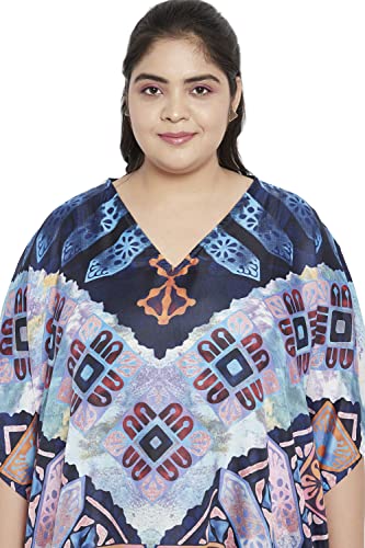 Image of Oussum Short Caftans for Women Plus Size Kaftan Tunic Tops Polyester Summer Beach Clothing Mini Cover Ups Dress for Ladies