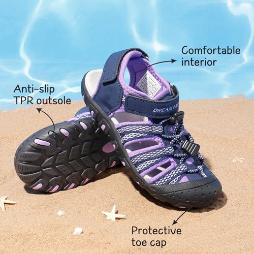 Image of DREAM PAIRS Unisex Summer Water Athletic Sandals | Closed-Toe Protection Quick-Drying Upper Comfort Footbed Durable Non-Slip Sole Hook-And-Loop Outdoor Sport Walk Hike