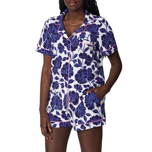 Image of Bed Head PJs Organic Cotton Short Sleeve Button Down Pajamas for Women Set