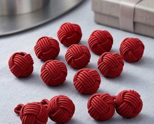 Image of Thread Handmade Handcrafted Eco-Friendly Napkin Ring Holder Set (Red) -Pack of 12