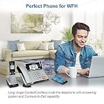 AT&T TL86103 2-Line Corded/Cordless Phone System for Small Business with Answering Machine, Connect-to-Cell Bluetooth, Caller ID, Intercom, Long Range & Expandable to 12 Handsets (Silver/Black) - Image 3