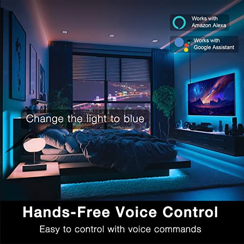 DAYBETTER 50FT RGB LED Light Strip Kit - Works with Alexa & Google Assistant for Smart Home Decor