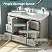 DELUXE LIVING 48 Inch Bathroom Vanity with Sink Combo, Solid Wood Frame with Mable Top &Backspalsh, Fully-Assembled with Soft-Closing Doors & 7 Drawers, Greige