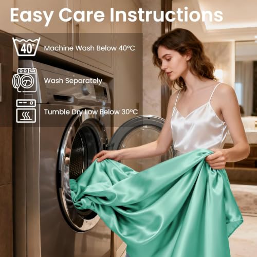 Image of Love's cabin Twin Satin Sheets Sets - 3 Piece Aqua Silky ed Sheets with Deep Pockets, Luxury Silk Feel Satin Twin Size Sheet Set Bedding Set (1 Flat Sheet,1 Fitted Sheet,1 Pillow case)