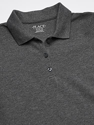 The Children's Place Girls Short Sleeve Pique Polo Dress, Drop Waist, Heather Grey Single, X-Large US2
