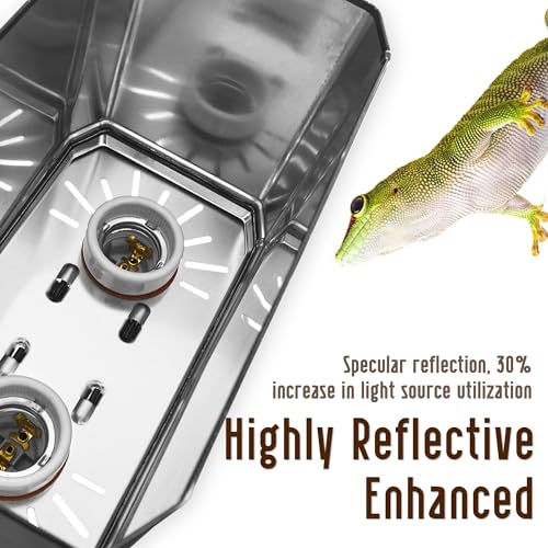 Eckpo Reptile Dual Light Fixture 2 in 1 Deep Dome Lamp Hood, Reptile Heat Lighting Lamp Fixture with Individual On/Off for Reptile Glass Terrariums Suitable UVB UVA Bulb (L) by Eckpo - Image 3