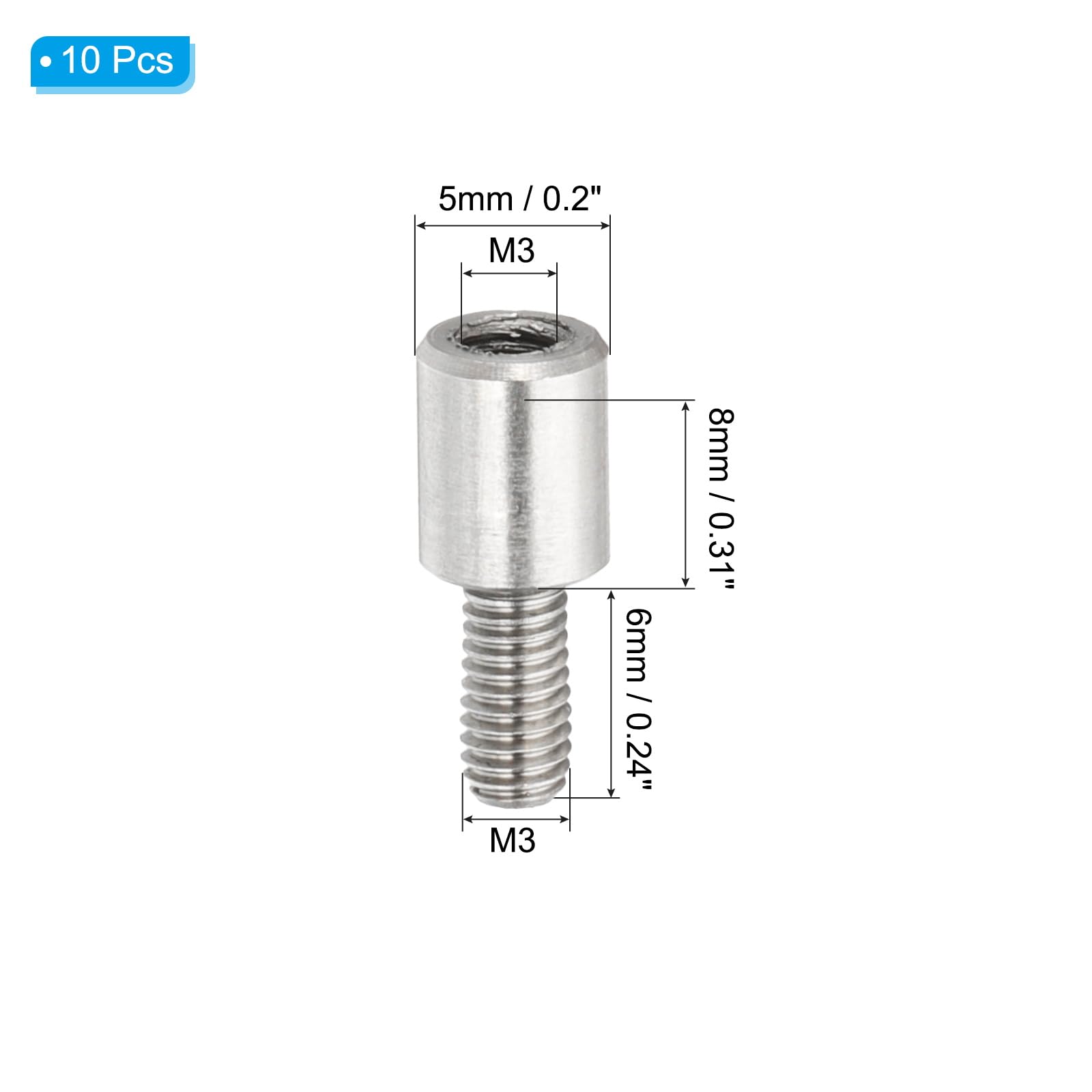 PATIKIL 10 Pcs M3x8+6mm Stainless Steel Standoff Extension Posts Screws,Metric Male Female Thread Adapters Spacer for PCB,Quadcopter Drone,Computer & Circuit Board Assortment Kit - Image 2