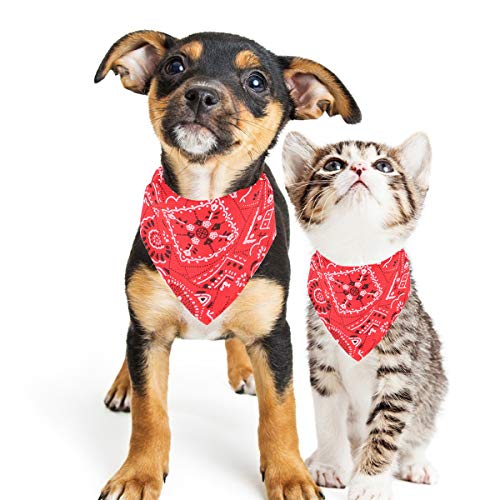 Hunde Bandana Kopftücher Haustier Halstuch Einstellbare für Welpen Kleine Hund Katze (S, Rot)