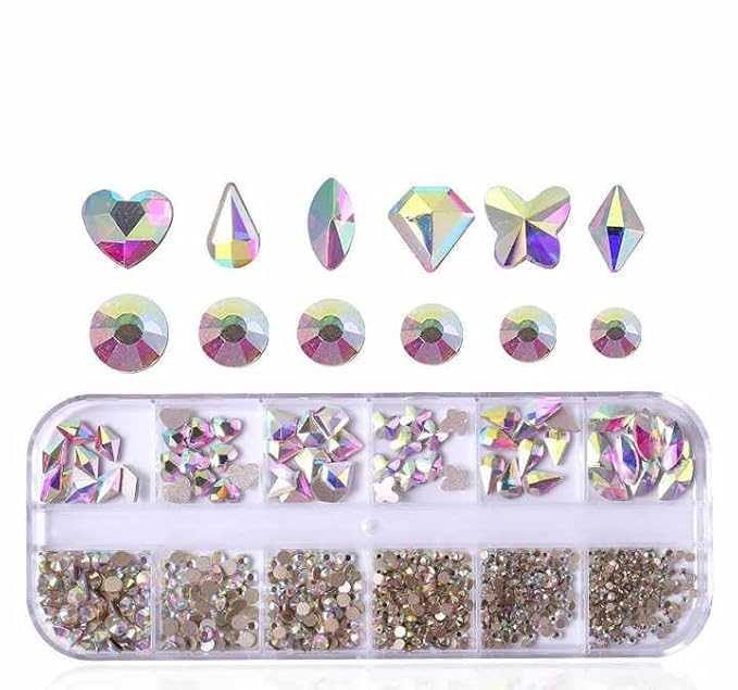 KIRA Nail Art Crystal Rhinestones for Nail,Round &Multi-Shape Flatback Glass Rhinestones Gems Stones for Nail Decoration DIY Jewel Charms Accessories Supplies,with Tweezers-image-36