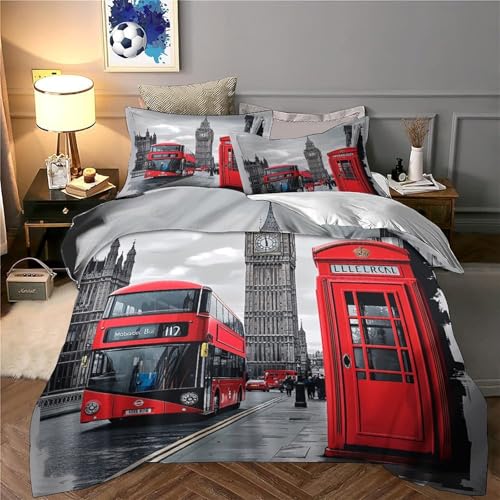 Parure de lit microfibre douce contre la transpiration nocturne housse couette Londres - 5