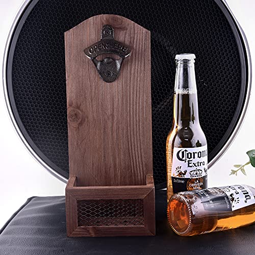 Siveit Wooden Bottle Opener With Cap Collector Catcher thumb #1