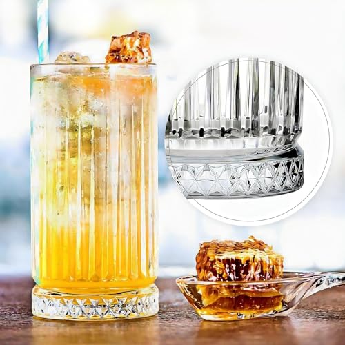 Image of WRINGO 350 ML Water Glasses Transparent Long Glass | Highball Glasses | Juice Glass | Plaza Tumbler Set of (6) (WR-01)