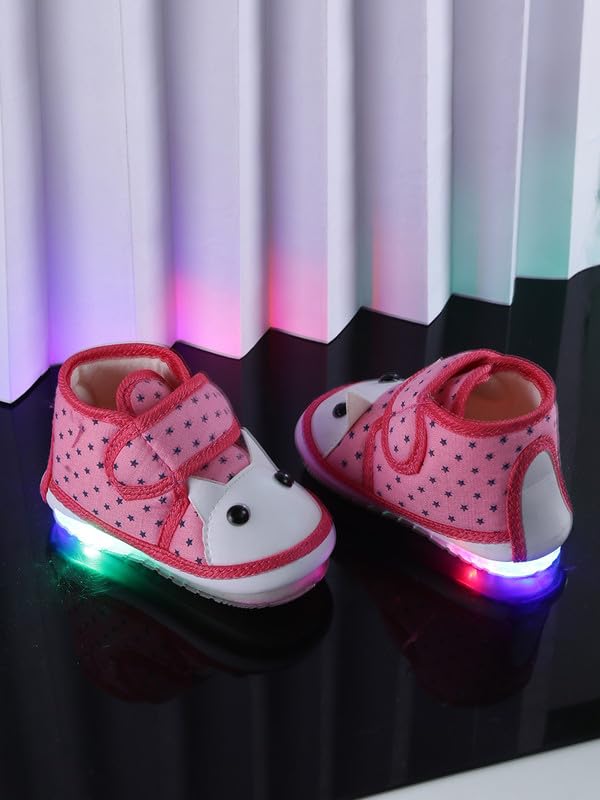 Image of CHIU Kids LED Light Shoes with Chu Chu Music Sound & Small Star Print for Baby Girls and Boys (Age Group - 12-15 Months, 15-18 Months 18-21 Months, 21-24 Months)