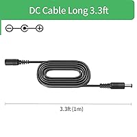 Vista 2 de Security-01 Cable de extensión de alimentación CC de 3.3 pies de 3.3 ft, 0.217 in x 0.083 in, para cámara de CCTV, cámara IP WiFi, DVR, tira LED