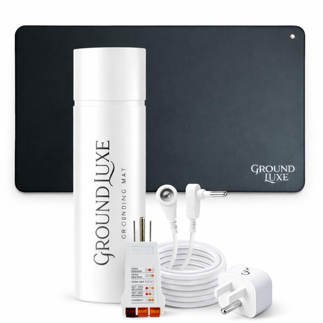 Earthing Mat for Feet- Universal Grounding Mat w/ 15 Foot grounding Cord, Tester and Adaptor- Grounded Pad to Connect to The Earth