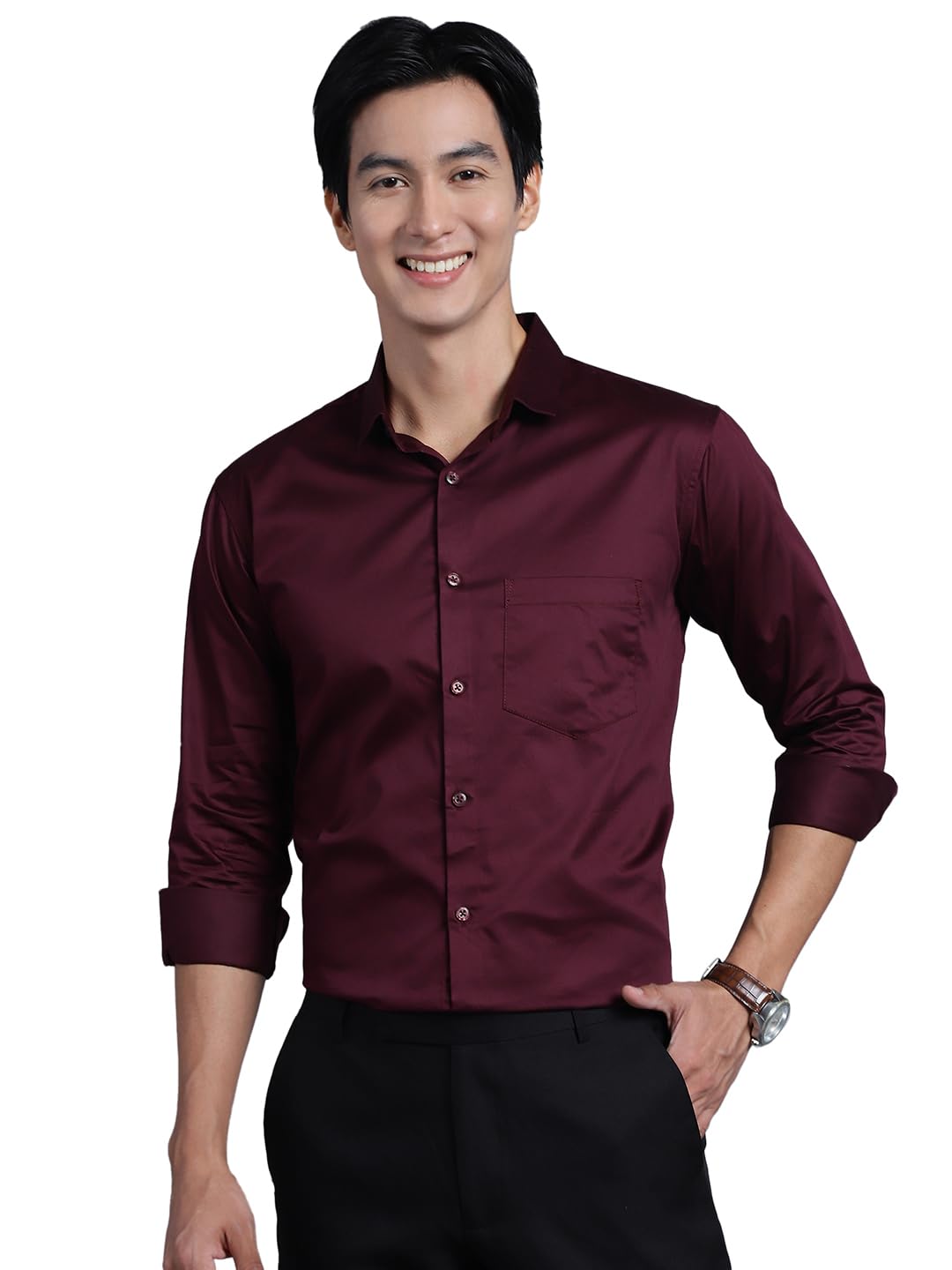 Slim Fit Satin Cotton Formal Shirt for Men