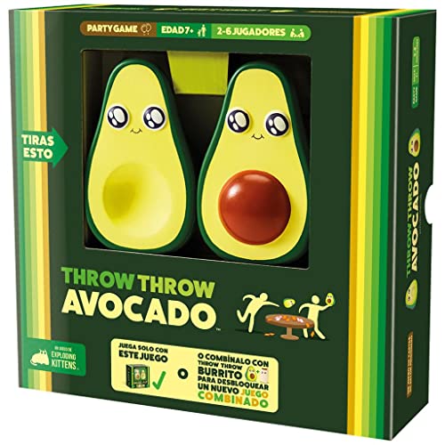 Exploding Kittens | Throw Throw Avocado | Juego para Fiestas de Balón Prisionero para Todas las Edades | A Partir de 7 Años | De 2 a 6 Jugadores | 15 Minutos por Partida | Español