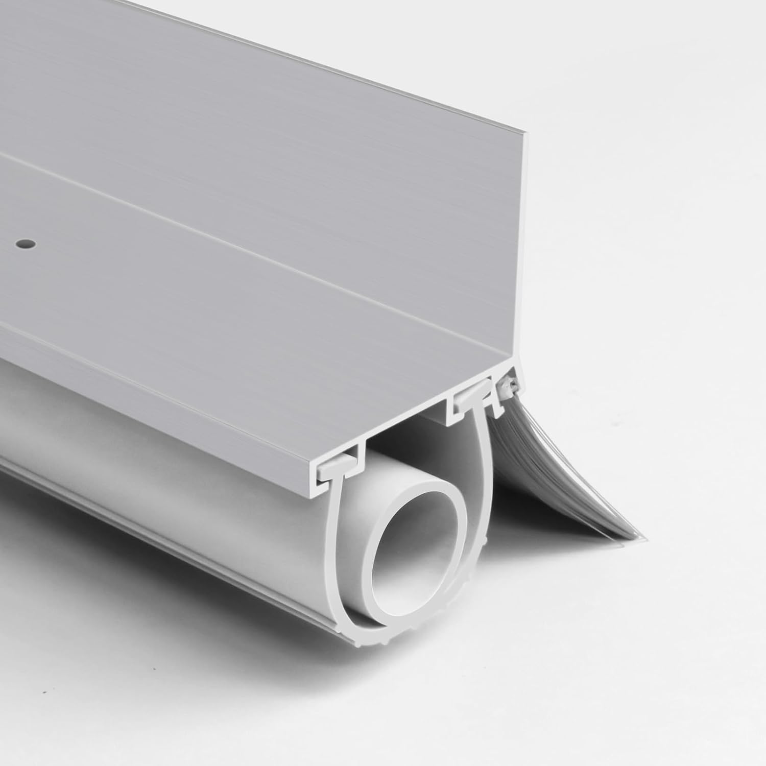 Duzzy Universal Garage Door Seals Kits, Weatherproofing Garage Door Seals Bottom Rubber with Brush and Aluminum Track Retainer Base Kit, U Shape+O Ring Heavy Duty Weatherproof Parts Kits (10 Feet) 10 Feet Gray (U Shape+ O Ring)