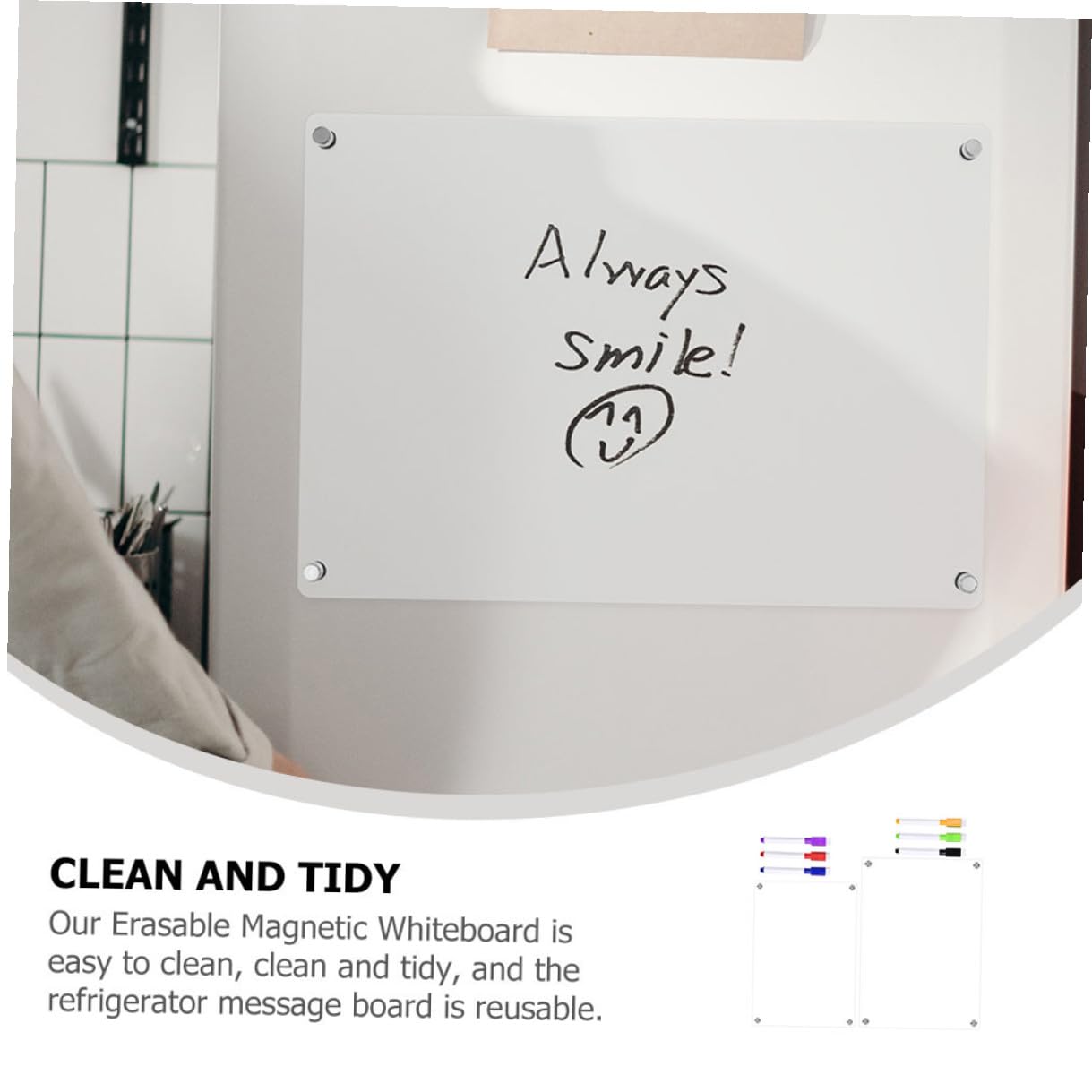 Magnetisches Acryl Whiteboard für Kühlschrank Tragbare und Trocken Abwischbare Notiztafel für Tägliche Planung und Familienorganisation