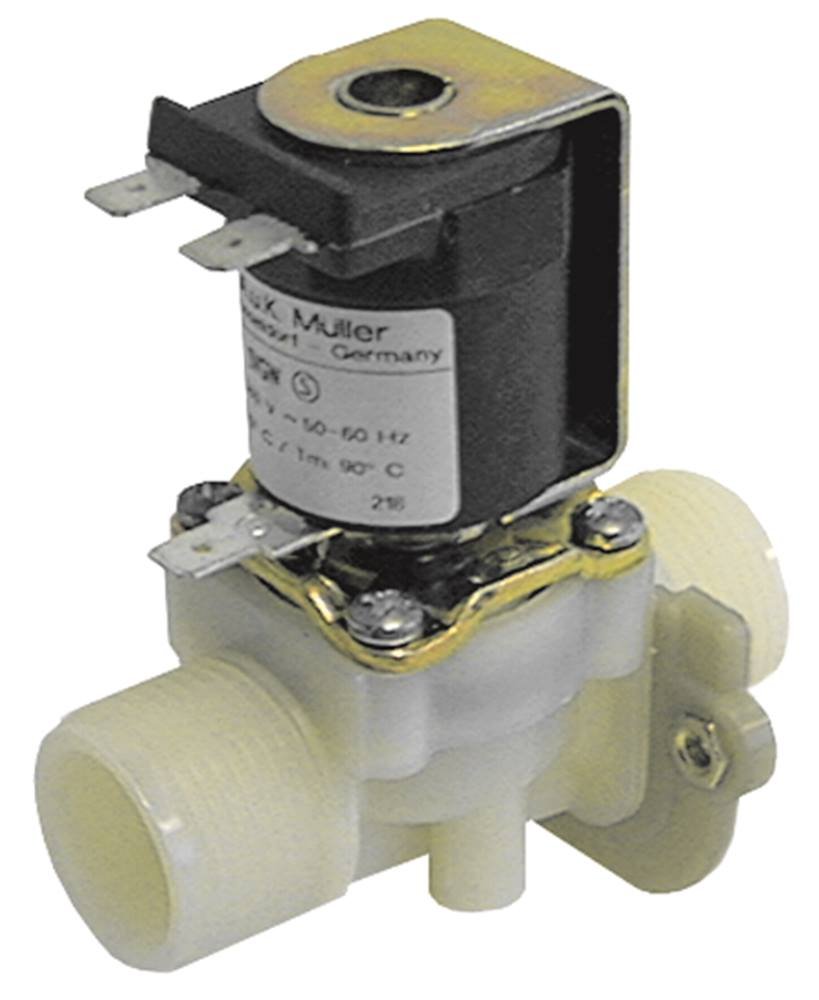 Produktbild von MÜLLER Magnetventil Für Krefft – Gerade Ausführung, Kunststoff, 3/4″ Ein- Und Ausgang, DN 10, 75 Mm Baulänge, 230V AC, 100% Einschaltdauer