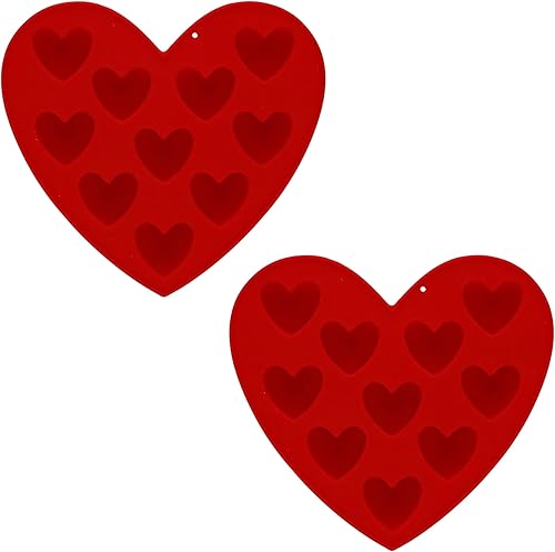 EBK - Molde de silicona para el día de San Valentín, moldes en forma de corazón, sartén antiadherente para hornear, 10 cavidades, bandeja de fácil