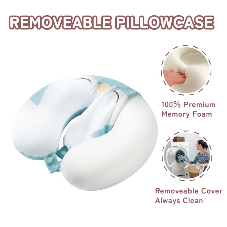 Image of Memory Foam Travel Neck Pillow for Teens and Adults, Penguin Design