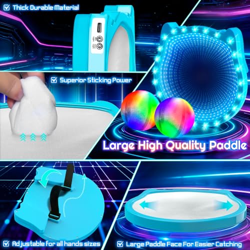 Elecdemic 3D LED Light Up Toss Catch Paddle Ball Game Set Glow Dark Toys - image 8