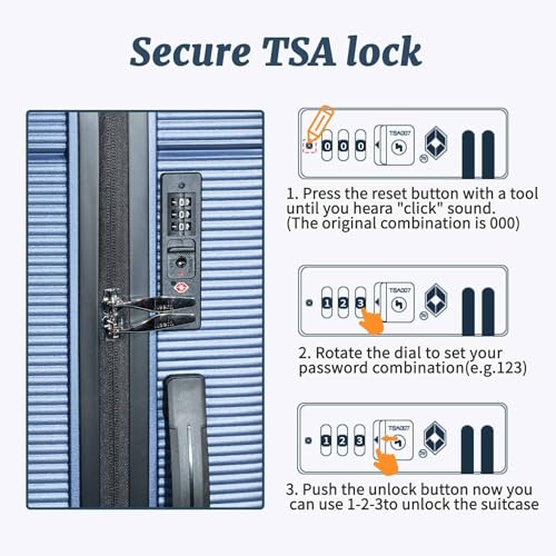 Luggage Sets 2 Piece, Suitcases With Wheels, Lightweight Travel Luggage Set With TSA Lock, PP Carry On Suitcase Set, Blue4