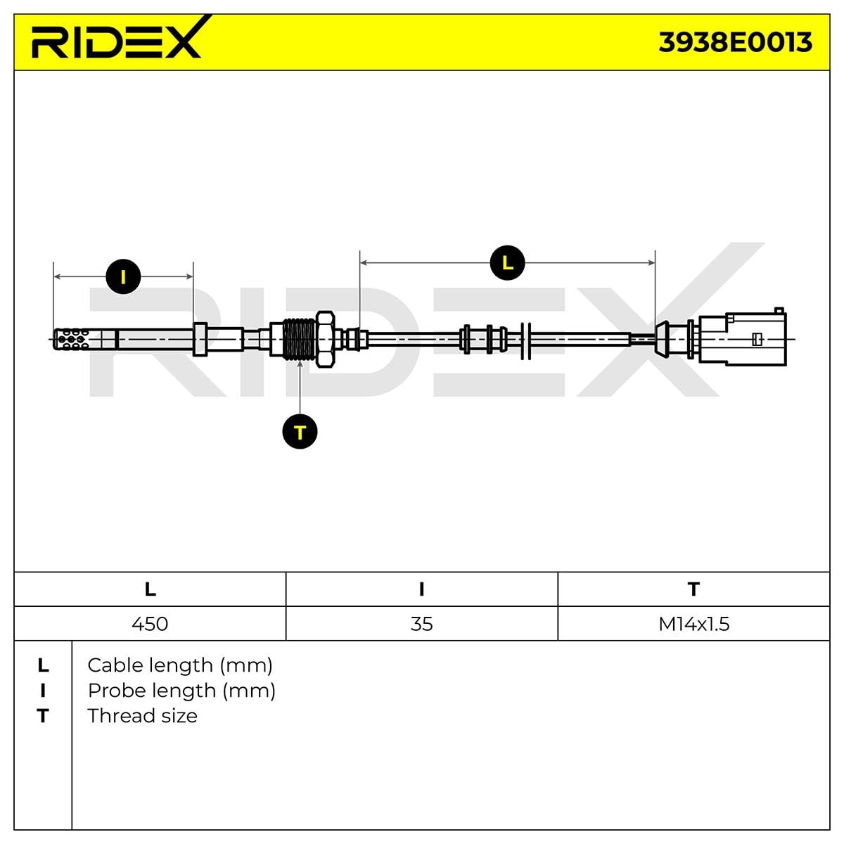 RIDEX 3938E0013 Sensor temp. gas escape Compatible con VW Passat B6 Variant 3C5