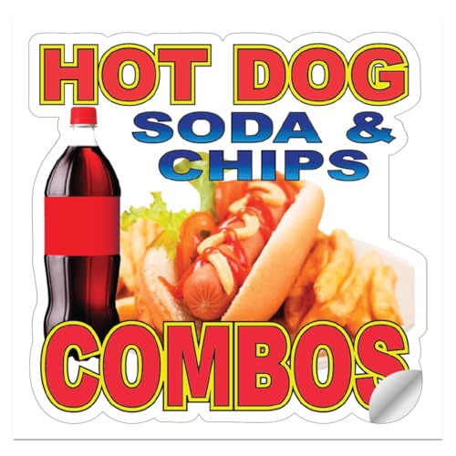Custom Food Truck Decals Hot Dog Soda & Chips Combos and Beverage Concession Sign 10 in on Longest Side Design Only