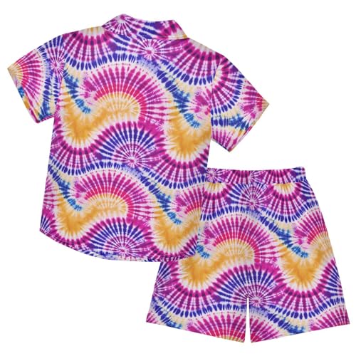 Image of Sunflower Floral Yellow Black Short Sleeve Hawaiian Button Down Shirts and Short Sets for Boys Toddler Summer Outfits