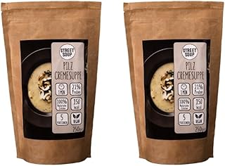 Street Soup Vorratspack 250 g Instant Protein Cremesuppen Kalorienarm Natürlich Vegan Ideal für Diät, Fasten und Detox (500g, Pilz)