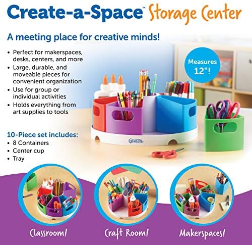 Learning Resources Create a Space Storage Centre - 10 Piece set Desk Organiser for Kids, Art Organiser for Kids, Homeschool Organisers and Storage