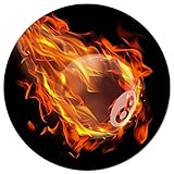 Round Area Rugs Flame Billiards Soft Indoors/Living Room/Bedroom/Children Playroom/Kitchen Mats Sports Themed Black Background Non Slip Rubber Backing Yoga Carpets 6 ft Diameter